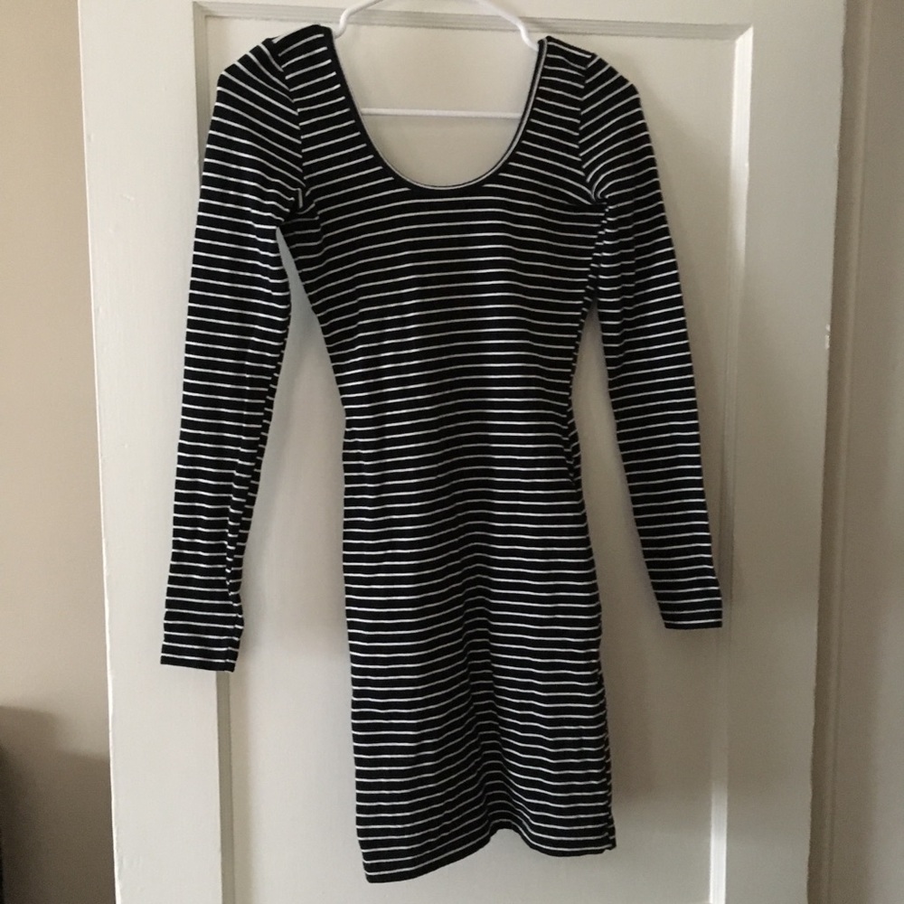Black and white striped bodycon dress